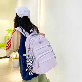 HACIN Nylon Backpack Women's Purple/Black/Khaki/Pink