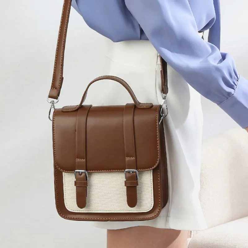 HACIN PU Shoulder Bag Women's Brown/Black-2