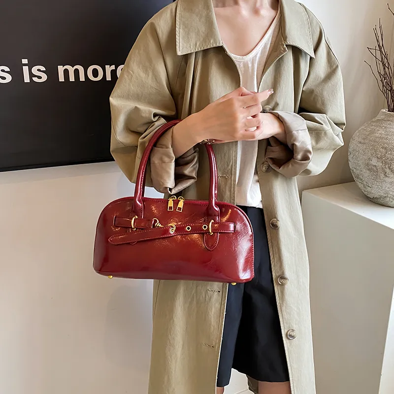 HACIN PU One Shoulder Handbags Regular Women's White/Black/Red/Brown-4