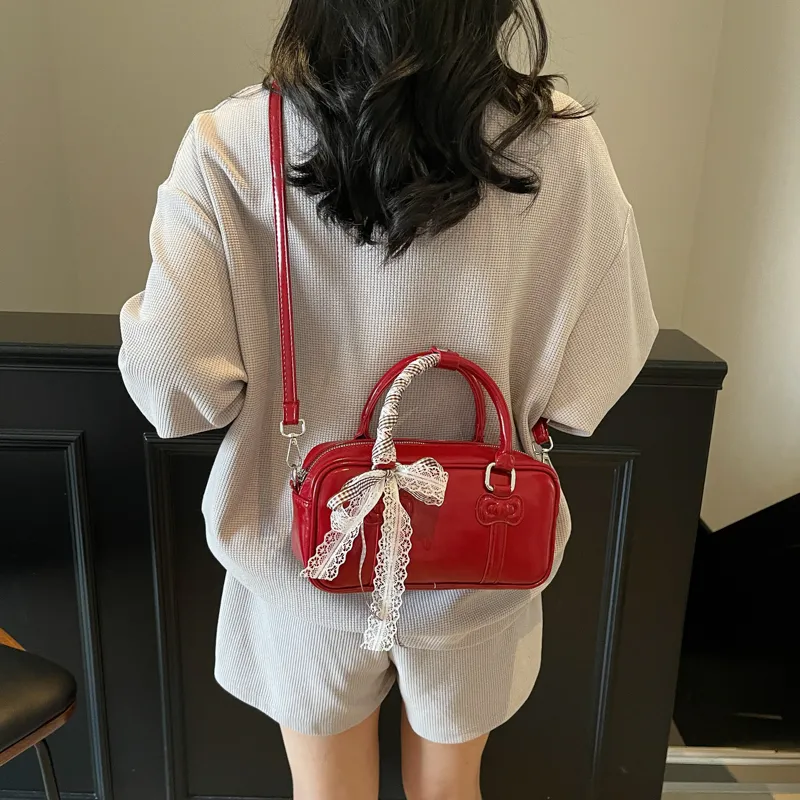 HACIN PU Crossbody Handbag, Shoulder Bag Women's White/Black/Red/Pink-7