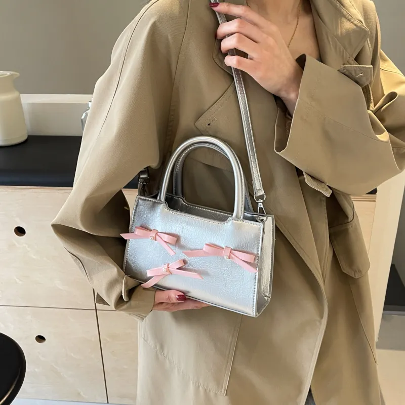 HACIN PU Handbag Regular Women's Black Pink/Black Blue/White/Silver/Pink-15