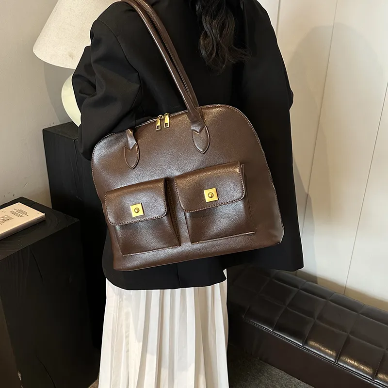 HACIN Synthetic Leather Handbag Shoulder Bag Regular Women's Black/Coffee/Brown/Angora Red-1