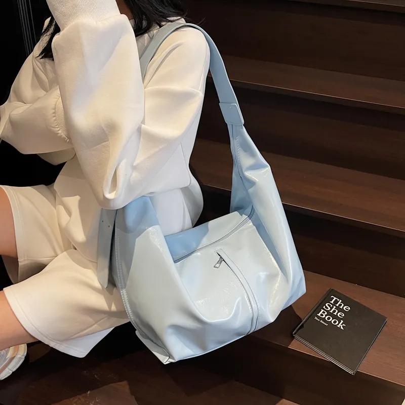 HACIN PU Shoulder Bag Regular Women's White/Silver/Black/Blue/Pink-12