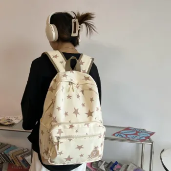 HACIN Nylon Backpack Women's Ecru/Black/Blue/Pink