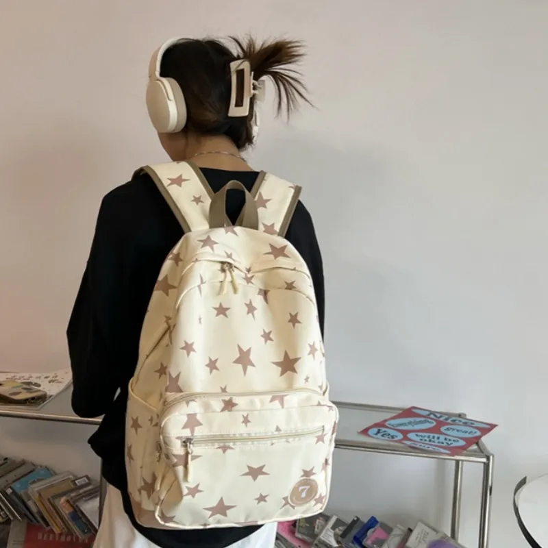 HACIN Nylon Backpack Women's Ecru/Black/Blue/Pink-0