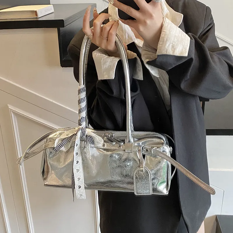 HACIN PU Shoulder Bag Women's Silver-1