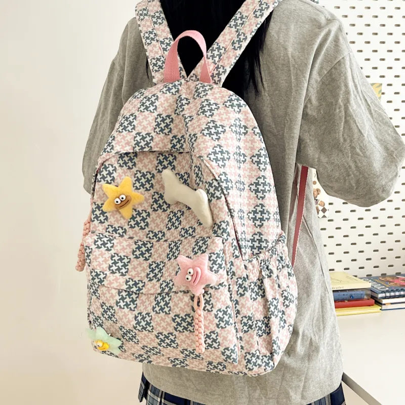 HACIN Nylon Backpack Women's Black/Pink/Violet/Green/Sky Blue-3