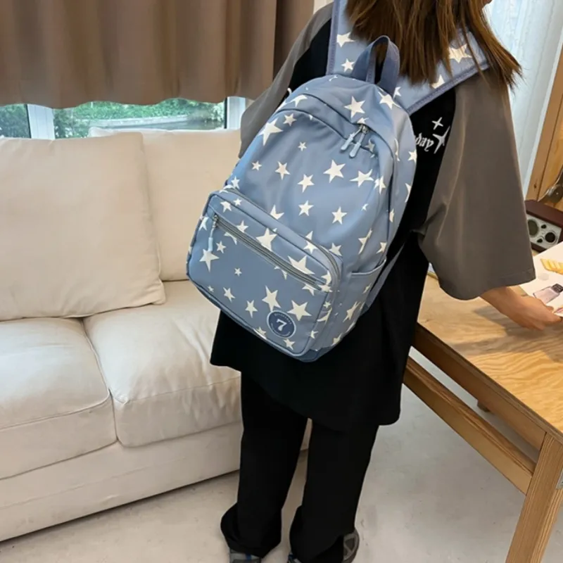 HACIN Nylon Backpack Women's Ecru/Black/Blue/Pink-5