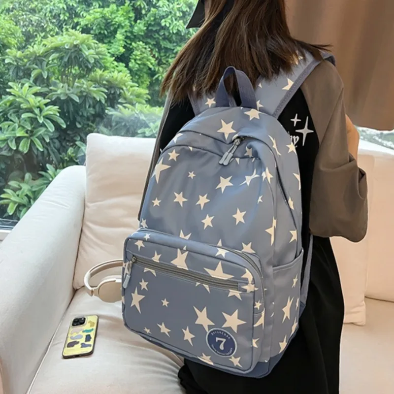HACIN Nylon Backpack Women's Ecru/Black/Blue/Pink-4
