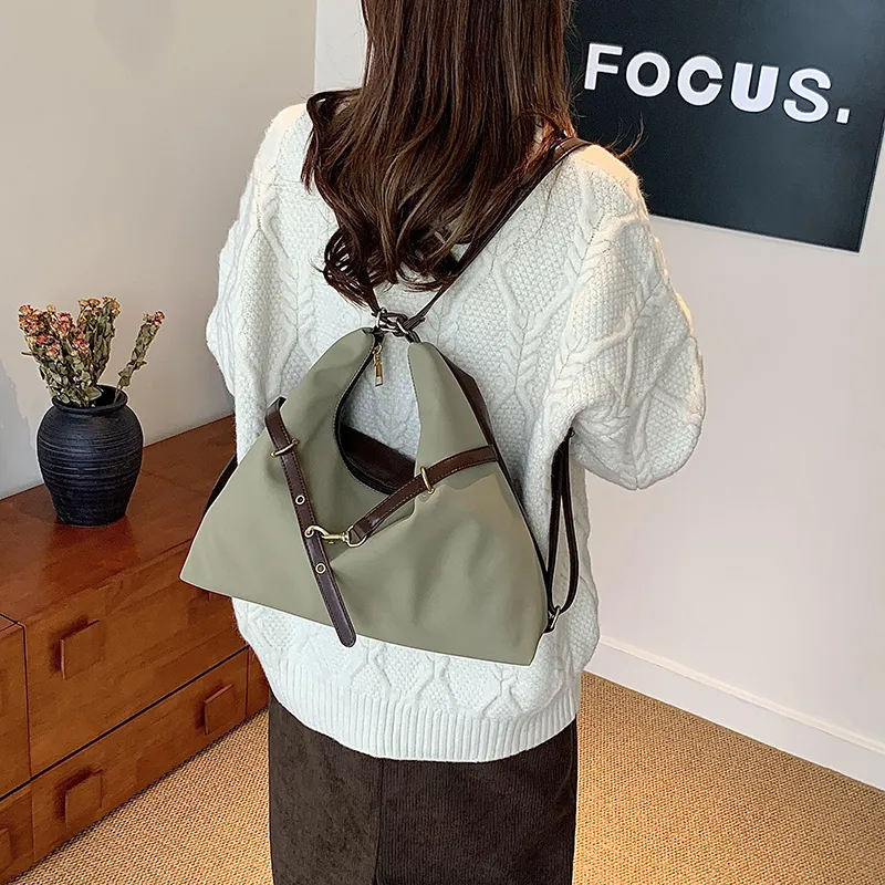 HACIN PU Shoulder Bag Backpack Shoulder Bag Regular Women's Khaki Green/Coffee-3