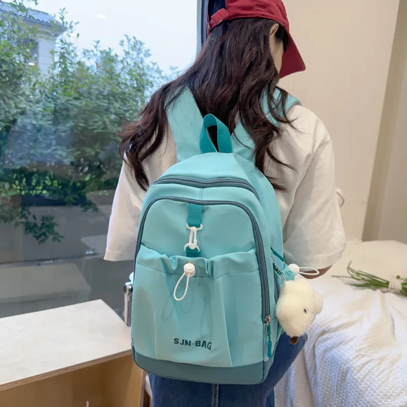 HACIN Nylon Backpack Regular Women's Yellow/Green/Sky Blue/Pink/Black-3