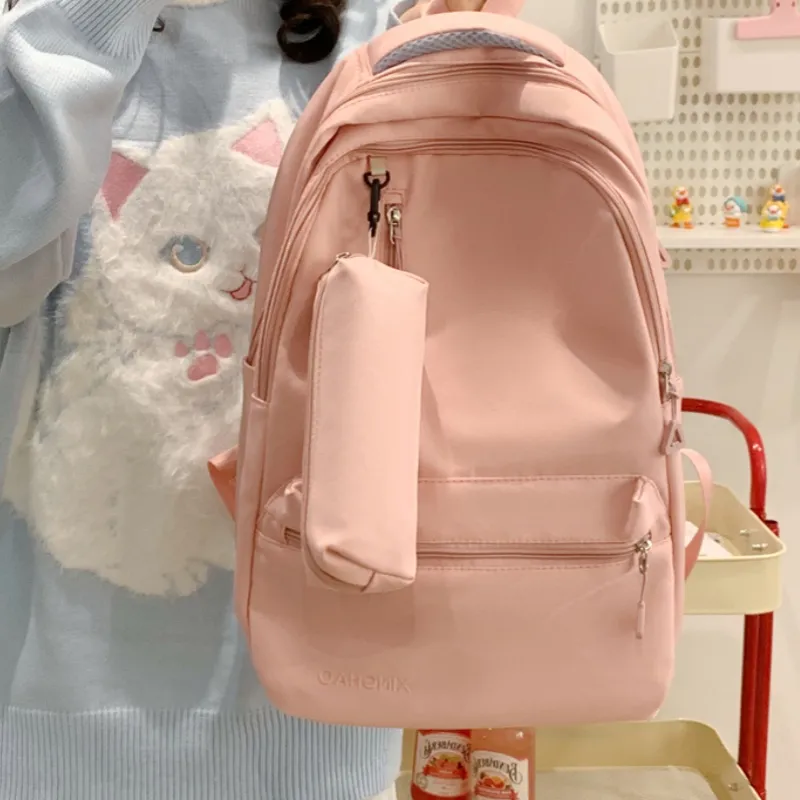 HACIN Nylon Backpack Regular Women's Pink/Green/Blue/Black-2
