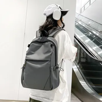 HACIN Patent Leather Matte Leather Backpack Regular Men's Gray/Black