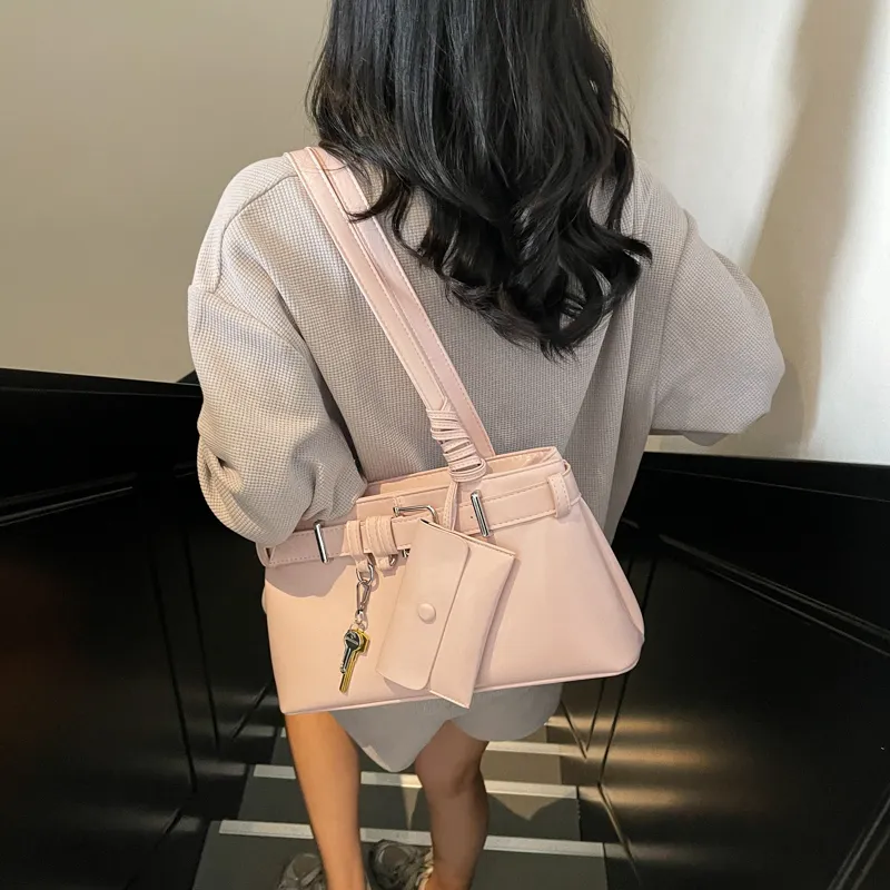 HACIN PU Shoulder Bag Women's Ecru/Silver/Black/Blue/Pink-25