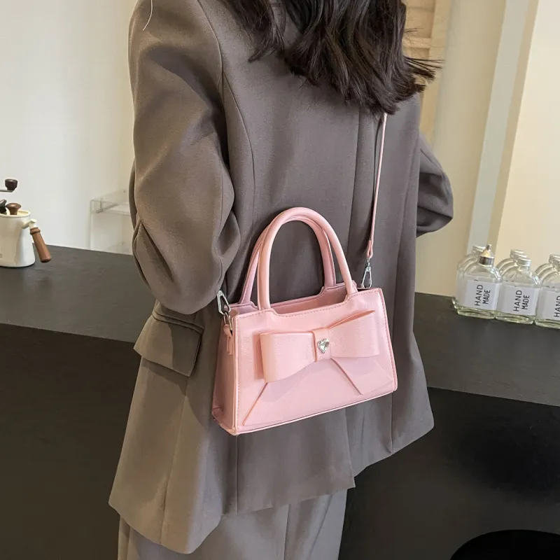 HACIN PU One Shoulder Handbag Regular Women's White/Silver/Pink/Black Blue/Black Pink-11