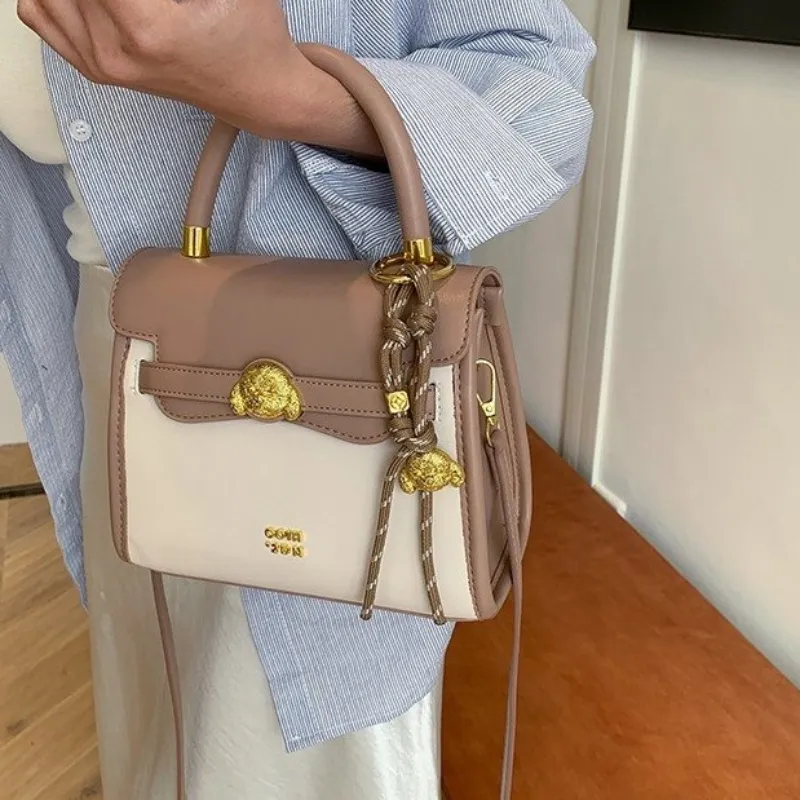 HACIN Pu Handbag Shoulder Bag Crossbody Bag Regular Women's White & Khaki/Black/Brown-2