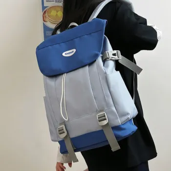 HACIN Nylon Backpack Unisex Blue/Khaki
