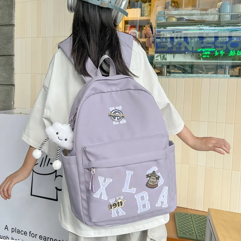 HACIN Oxford Backpack Regular Unisex Black/Purple/Blue/Beige/Pink-1