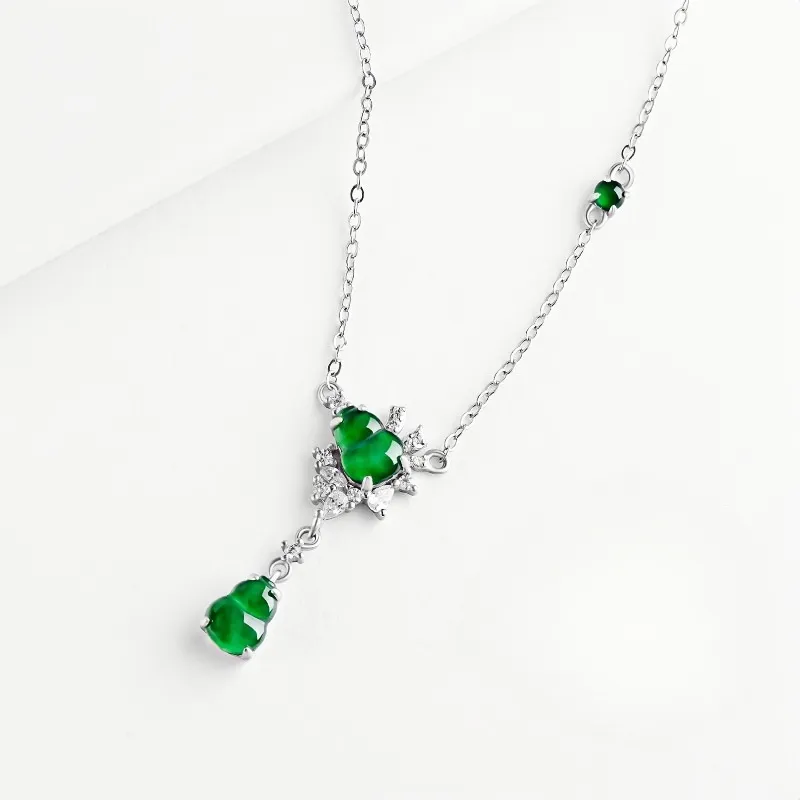 Double Happiness Gift Bean Type Jadeite Necklaces Women's-1