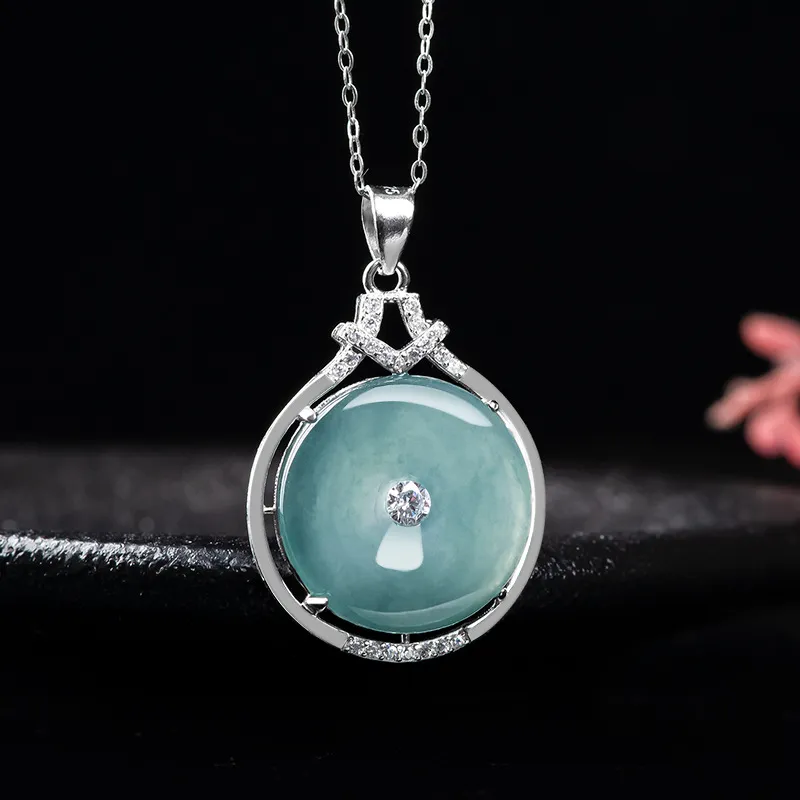 Double Happiness Gift Ice Type Jadeite Necklaces Unisex-2