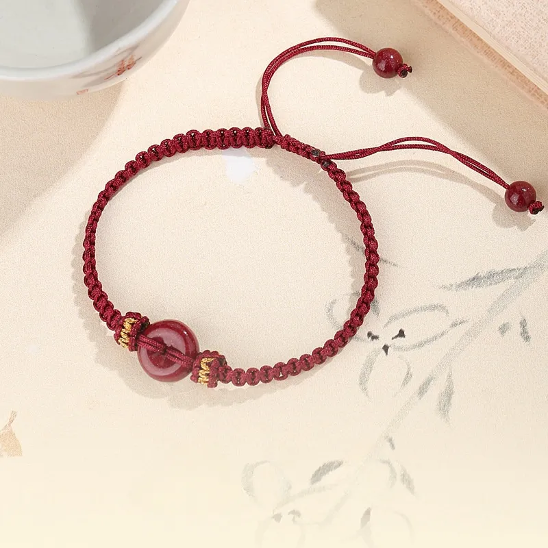 Double Happiness Gift Cinnabar Bracelets Unisex-1