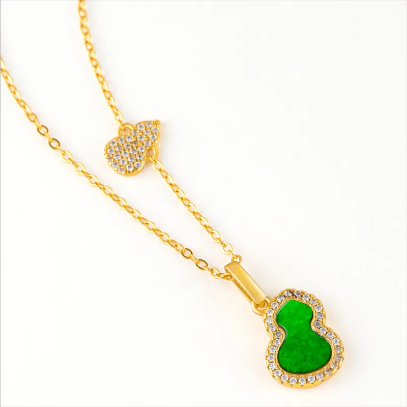 Double Happiness Gift Glutinous Jade Jadeite Necklaces Women's-2