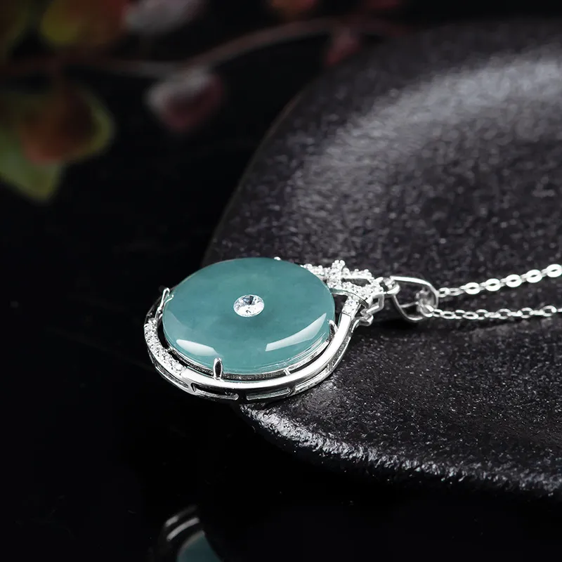 Double Happiness Gift Ice Type Jadeite Necklaces Unisex-3