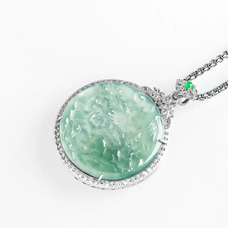 Double Happiness Gift Ice Type Jadeite Necklaces Unisex-1