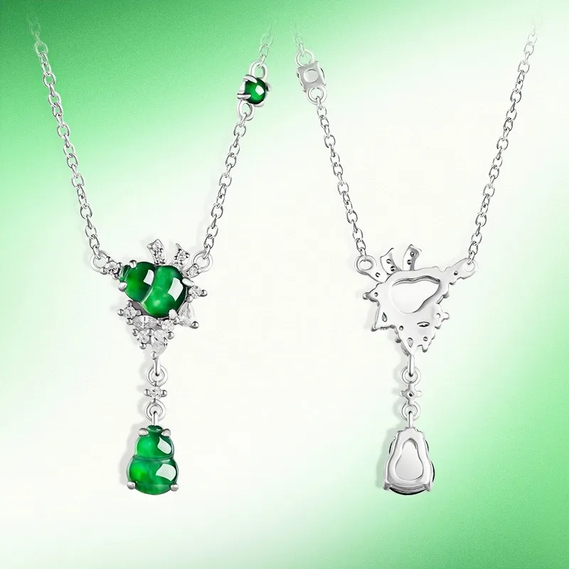 Double Happiness Gift Bean Type Jadeite Necklaces Women's-2