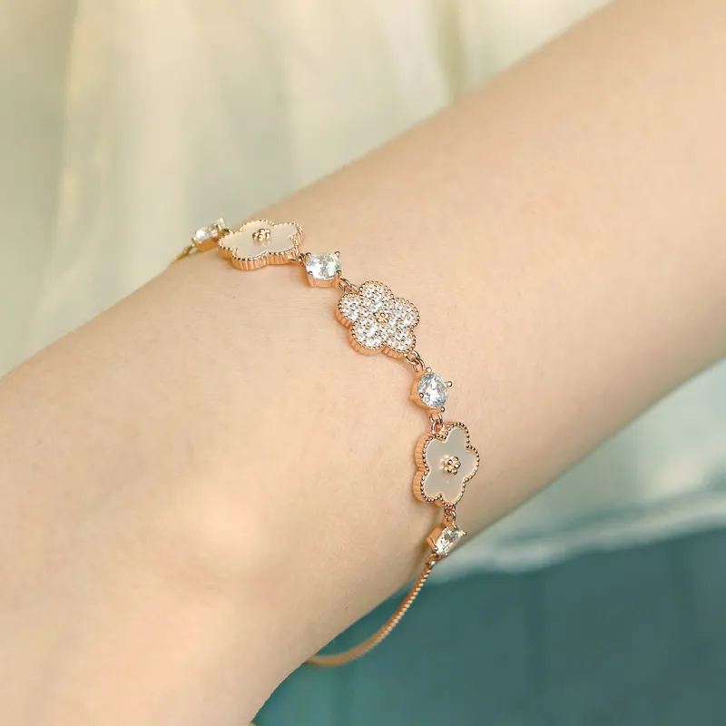 SIMPLE JOYS S925 Silver Bracelets Women's Rose Gold #Good Luck-3