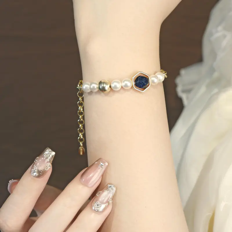 SIMPLE JOYS Pearl Bracelets Women's Gold-3