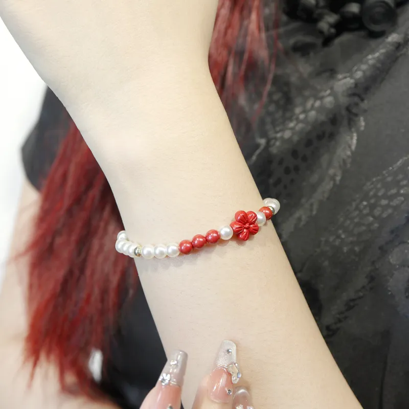 SIMPLE JOYS Cinnabar Beaded Bracelet Stretch Women's-2