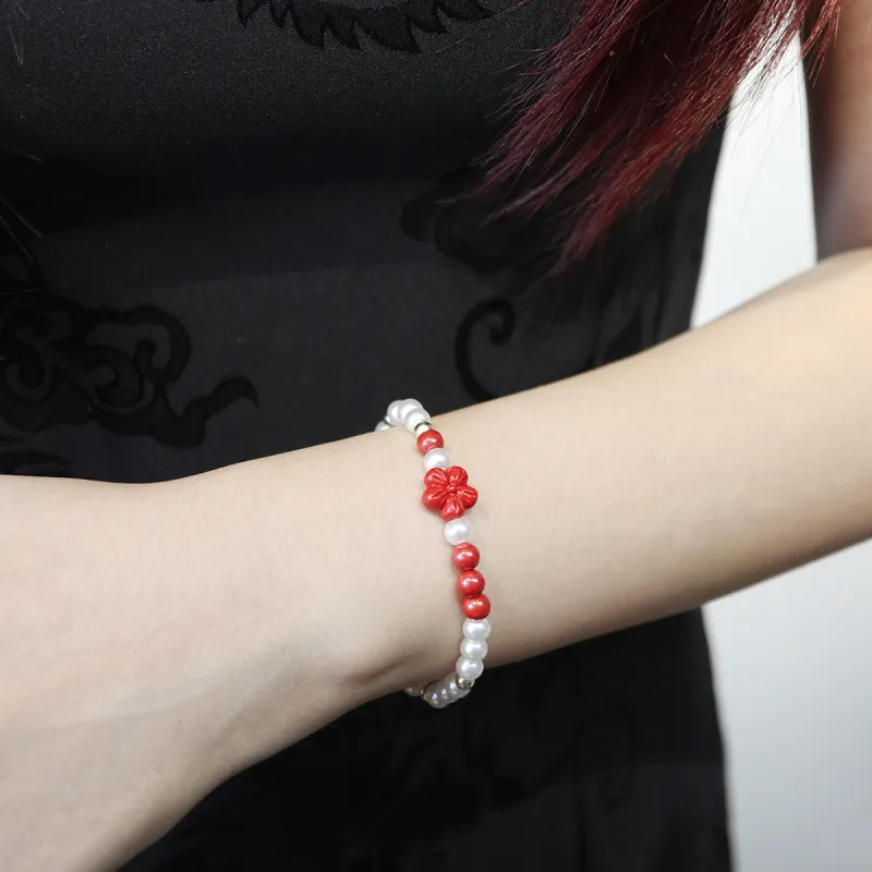 SIMPLE JOYS Cinnabar Beaded Bracelet Stretch Women's-3