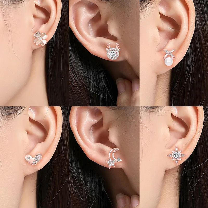 FUNILUOFU 999 Fine Silver Stud Earrings Unisex-2