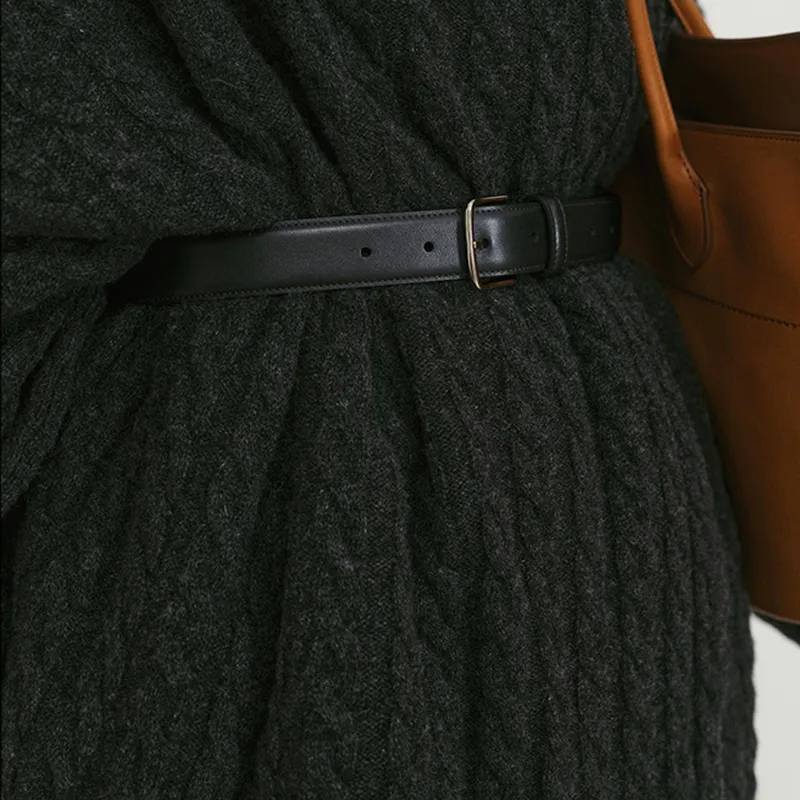 AAJF Cow Leather Leather Belts Women's Width 3.5cm-3