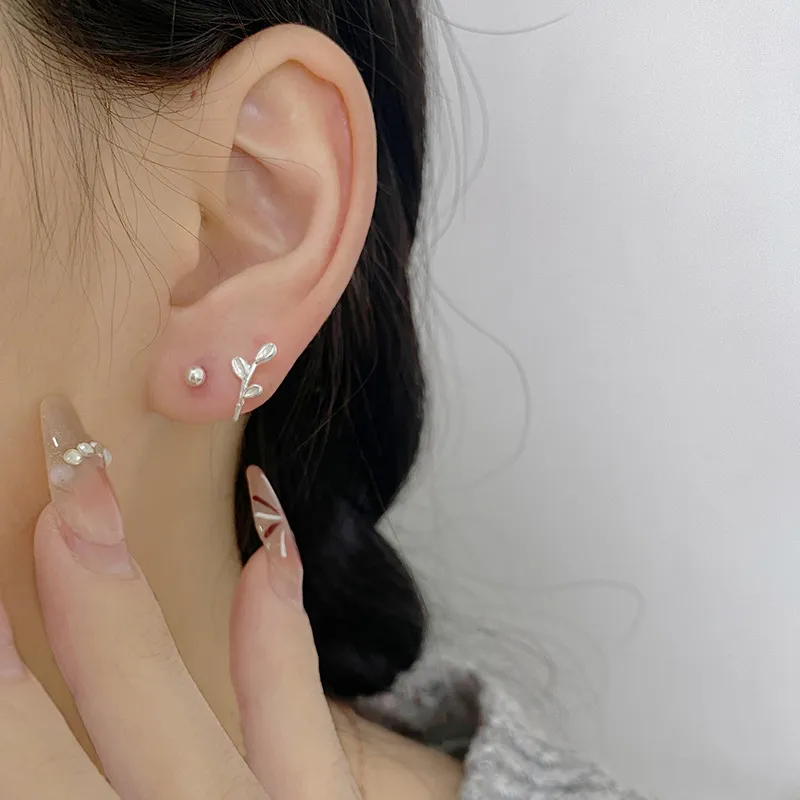 AAJF S999 Silver Stud Earrings Women's-3