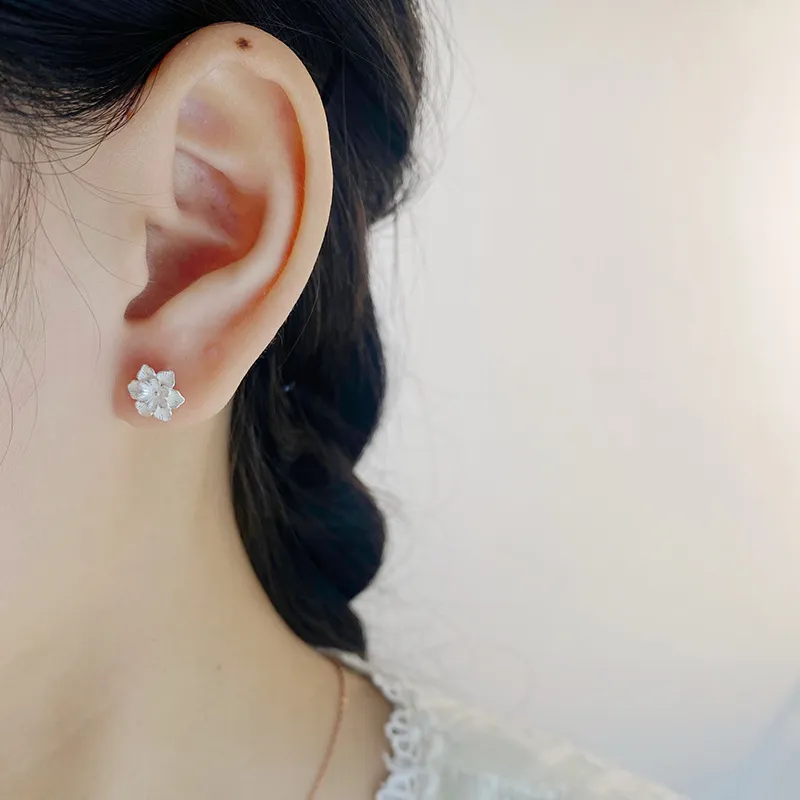 AAJF S999 Silver Stud Earrings Women's-2