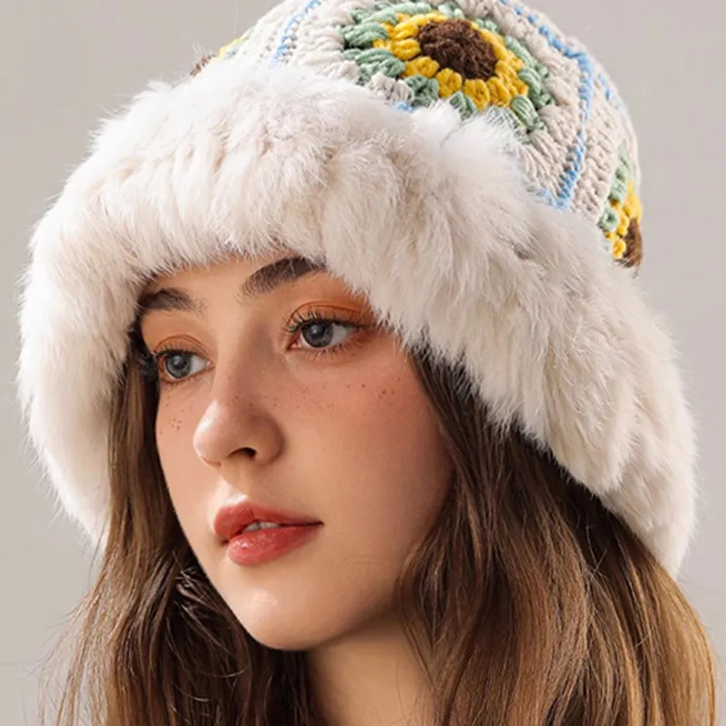 AAJF Rabbit Fur Blend Bucket Hats Unisex-1