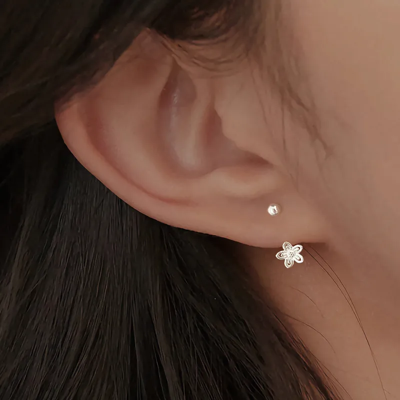 AAJF S999 Fine Silver Stud Earrings Women's-1