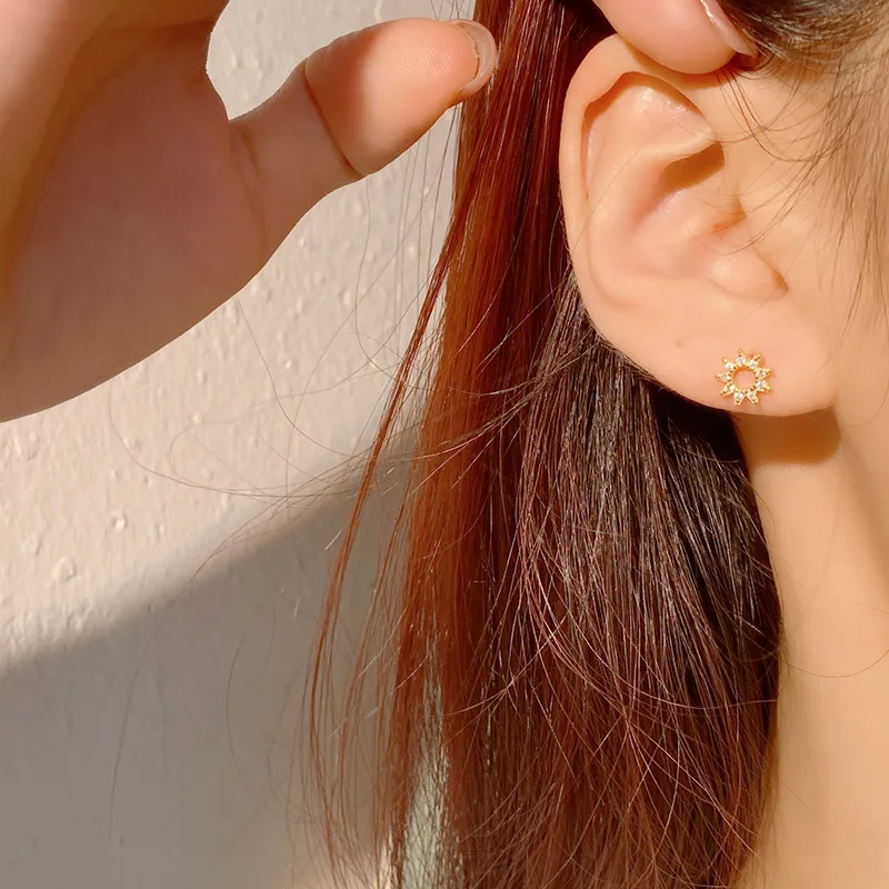 AAJF S925 Silver Stud Earrings Women's-4
