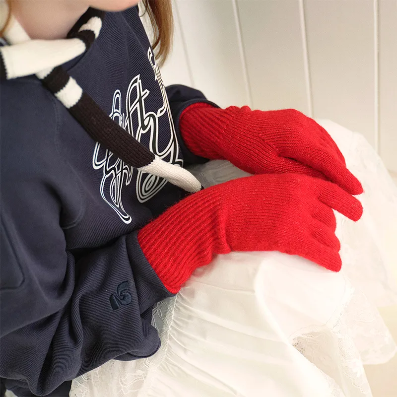 AAJF Wool Acrylic Knit Gloves Women's-4