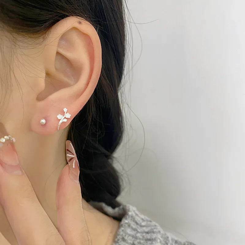 AAJF S999 Fine Silver Stud Earrings Women's-2