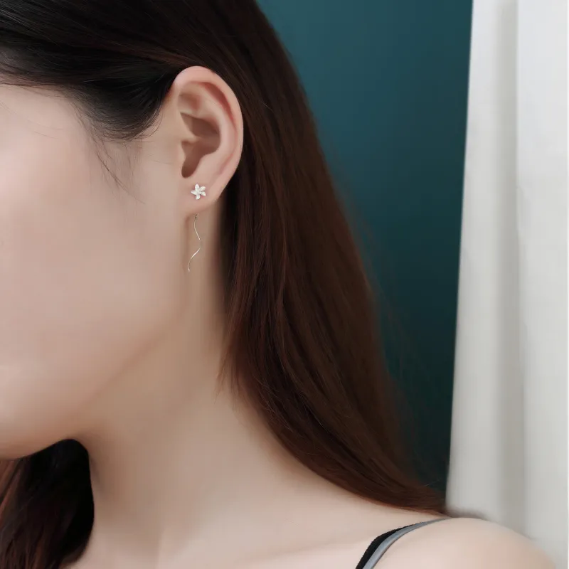 AAJF S999 Silver Drop Earrings Women's-2