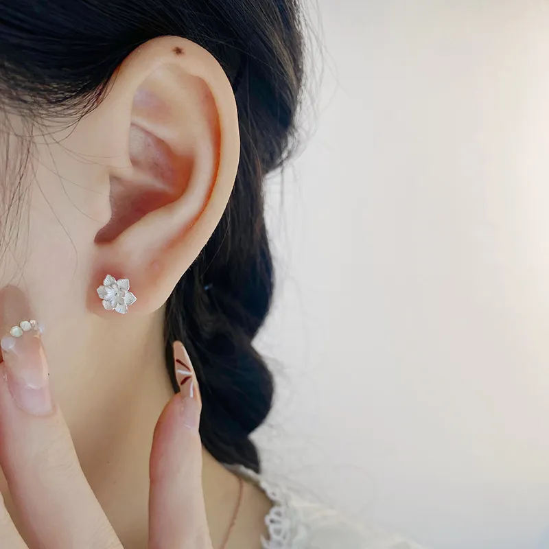 AAJF S999 Silver Stud Earrings Women's-3
