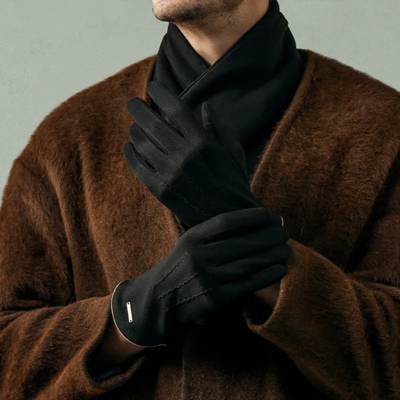 AAJF Deerskin Plush Leather Gloves Unisex-1