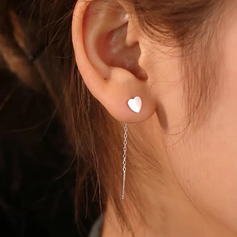 AAJF S999 Silver Drop Earrings Unisex-1
