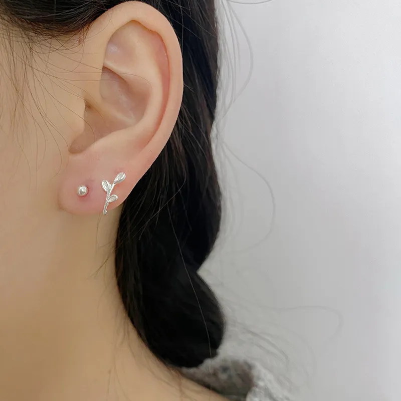 AAJF S999 Silver Stud Earrings Women's-2