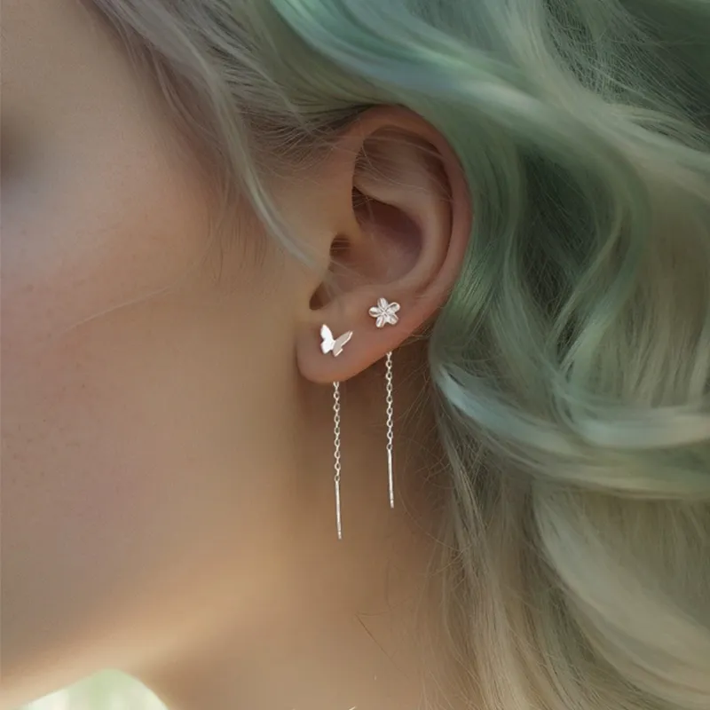 AAJF S999 Silver Drop Earrings Unisex-4