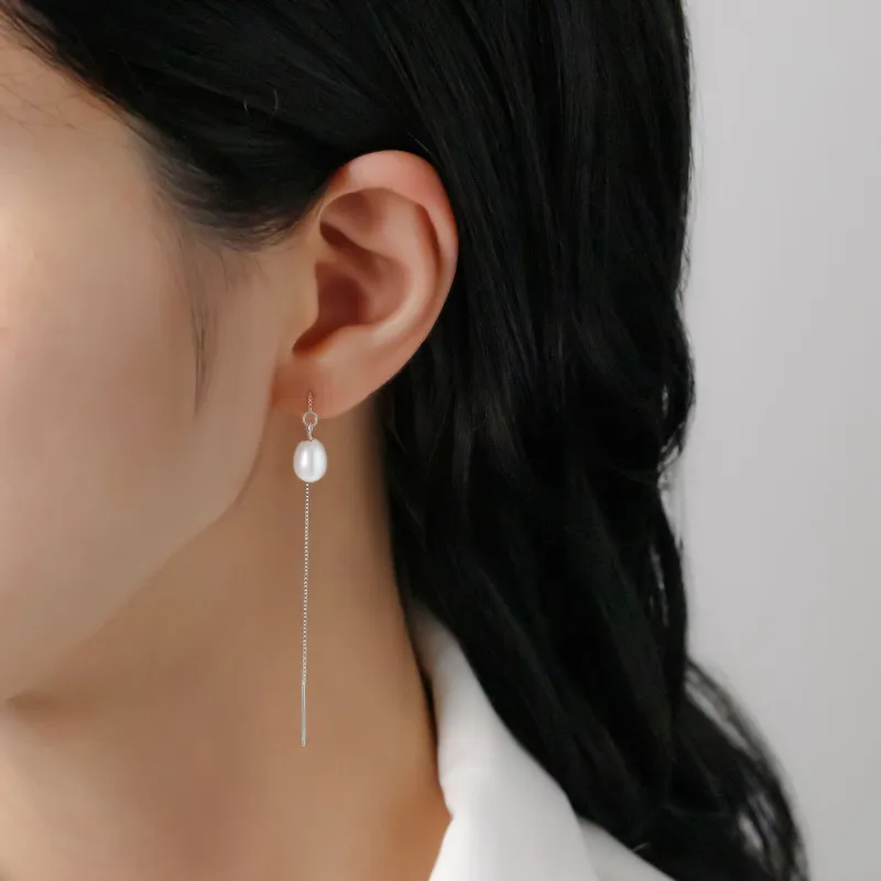 AAJF S925 Silver Drop Earrings Women's-1