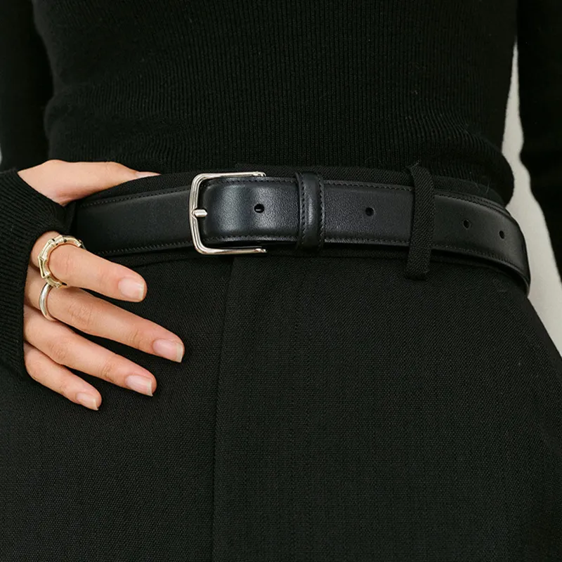 AAJF Cow Leather Leather Belts Women's Width 3.5cm-5